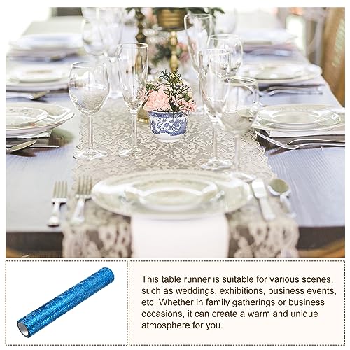Chemin de table en maille bleu lac pour sublimer une nappe blanche d'anniversaire - 6