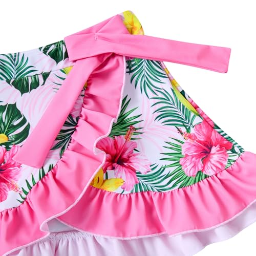 Image of ALISISTER Girls Swimsuit 3 Piece Bathing Suits Flounce Bikini Tankini Set Beach Swimwear with Cover Ups Skirt for 3-8 Years
