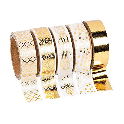 Fun Express Gold Foil Print Washi Tape - 5 Pc