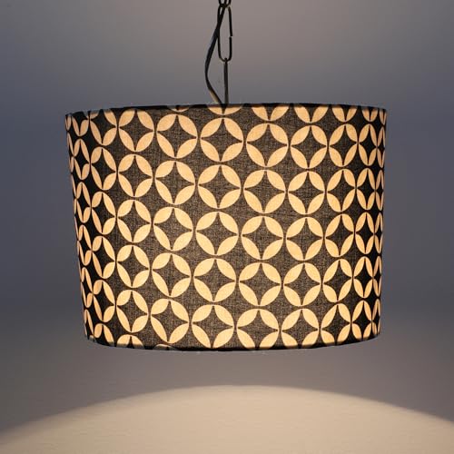Image of Tu Casa Geomentric Print Fabric Glow Pendent Light Hanging Lamp For Bedroom, Living Room, Lounge, Office, Gifting Area Without Bulb For Home Decoration (Height - 20 inch)