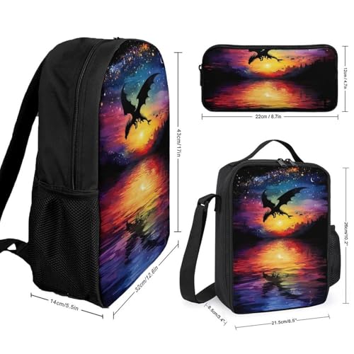 Flying Dragon Stars Night Sky Large Travel Backpacks Carry on Backpack Weekender Bag with 2 Storage Pockets for Men And Women2