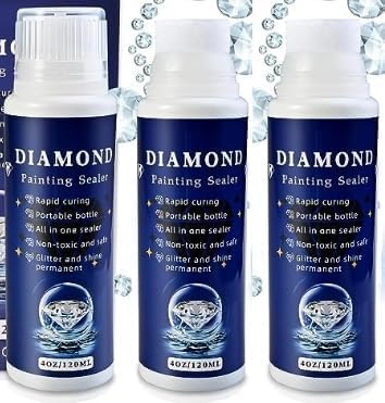 Cieex 3 Stück Diamond Painting Versiegelung Diamond Painting Kleber für glitzernde Bilder & Versiegelung von Diamanten Durchsichtig(360ml)