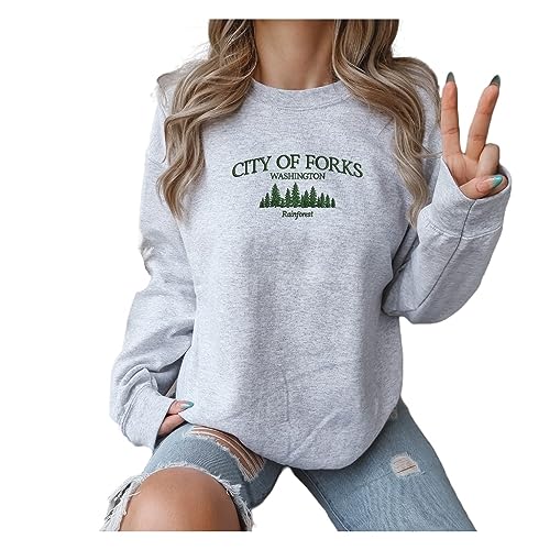 Embroidered City of Forks Washington Rainforest Sweatshirt, Personalised Tee Gift, Hoodie Embroidery, Natural lover Gift, Tourist Attraction Tee, Present for Her