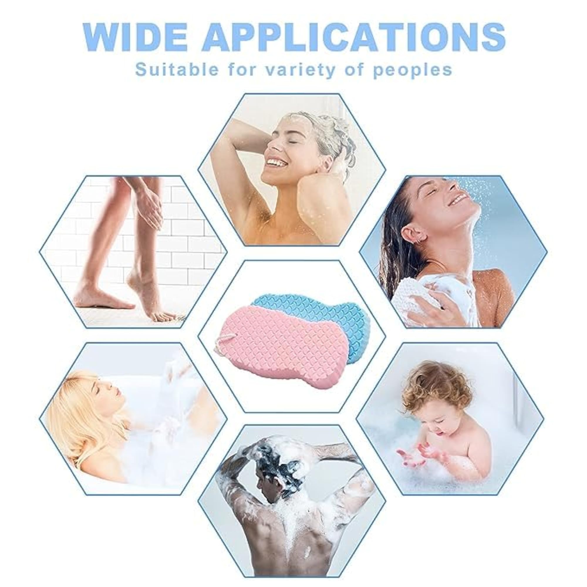 Exfoliating Bath Sponge 3D Shower Brush for Soft Skin