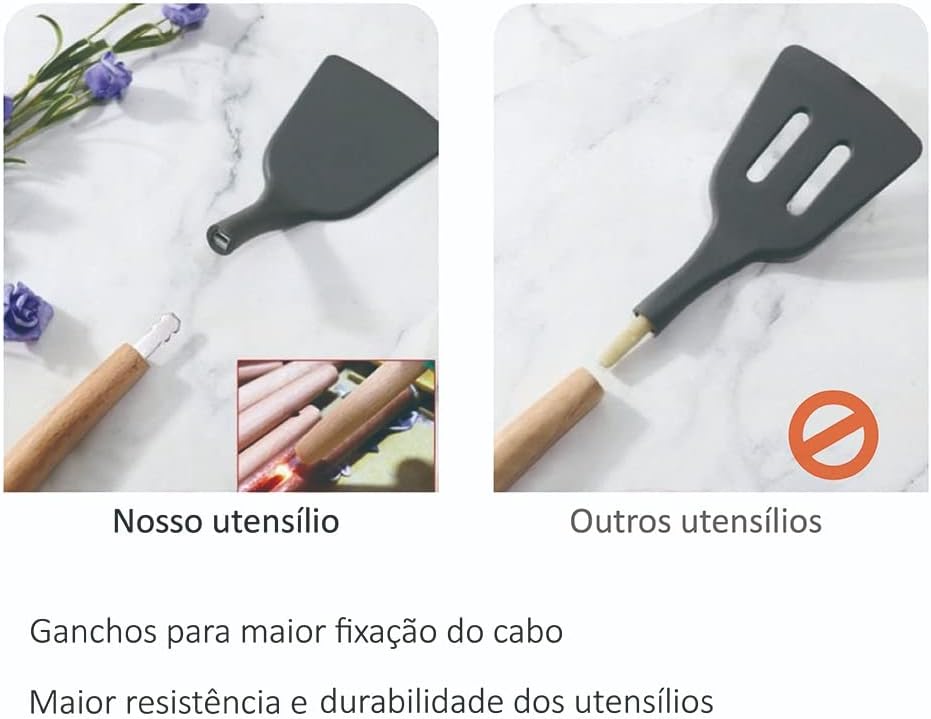Análise Kit 12 Utensílios De Cozinha Em Silicone E Madeira 3 51Mtnoezy2L. Ac Sl1000