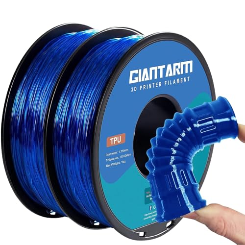 Image of GIANTARM TPU Filament, 2pcs 95A TPU Filament 1.75mm, Dimensional Accuracy + /- 0.03, Flexible Soft 3D Printer Filament 1kg Spool(2.2 lbs), Vacuum Packaging (Blue)