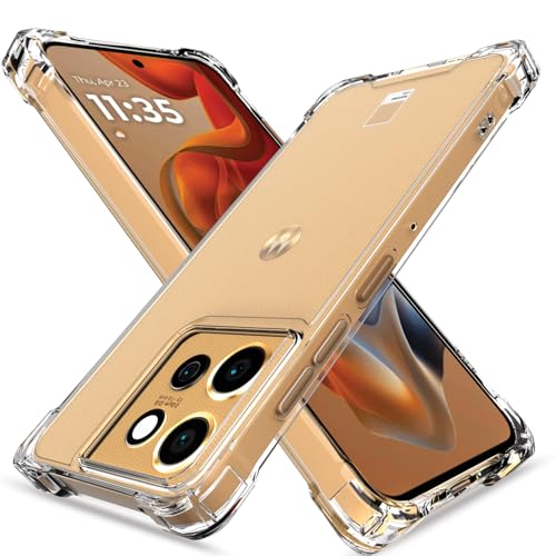 Image of Amazon Basics Back Cover for Motorola Moto Edge 50 Neo 5G PC + TPU Clear Transparent Raised Edges Shockproof Protective Phone Bumper Case(Transparent)