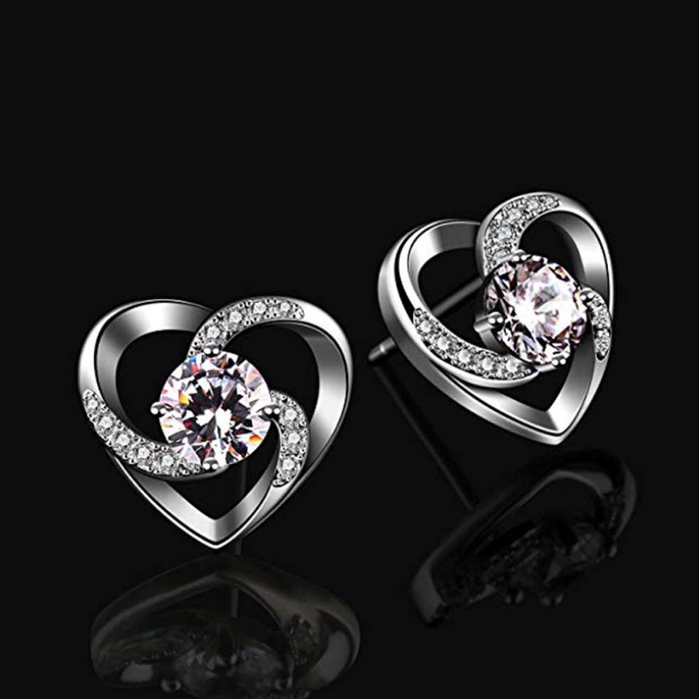 YCTTKDD Herz-Ohrringe – 925er-Sterlingsilber – Geburtsstein mit CZ-Kristall-Anhänger – Feine Schmuck-Ohrstecker für Frauen – rhodiniertes Silber – Zirkonia – Geschenke für Frauen
