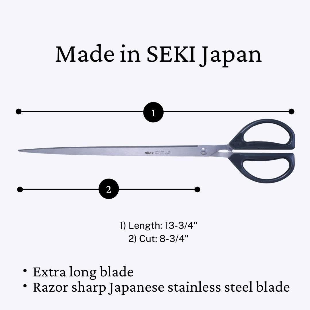 ALLEX Extra Long Giant Scissors 13-3/4" Razor Sharp Japanese Stainless Steel Blade, Ideal for Ribbon & Paper Cutting, Heavy Duty