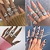 MILACOLATO 49PCS Vintage Silver Punk Rings Knuckle Rings Set for Men Women Snake Cross Flower Chunky Rings Open Adjustable Goth Punk Hip Hop Cool Midi Stackable Rings Pack #1