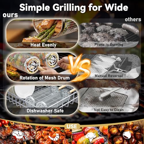 Oungelark Grill Basket for Veggies, Heavy Duty Stainless Steel Grill Basket — view 5
