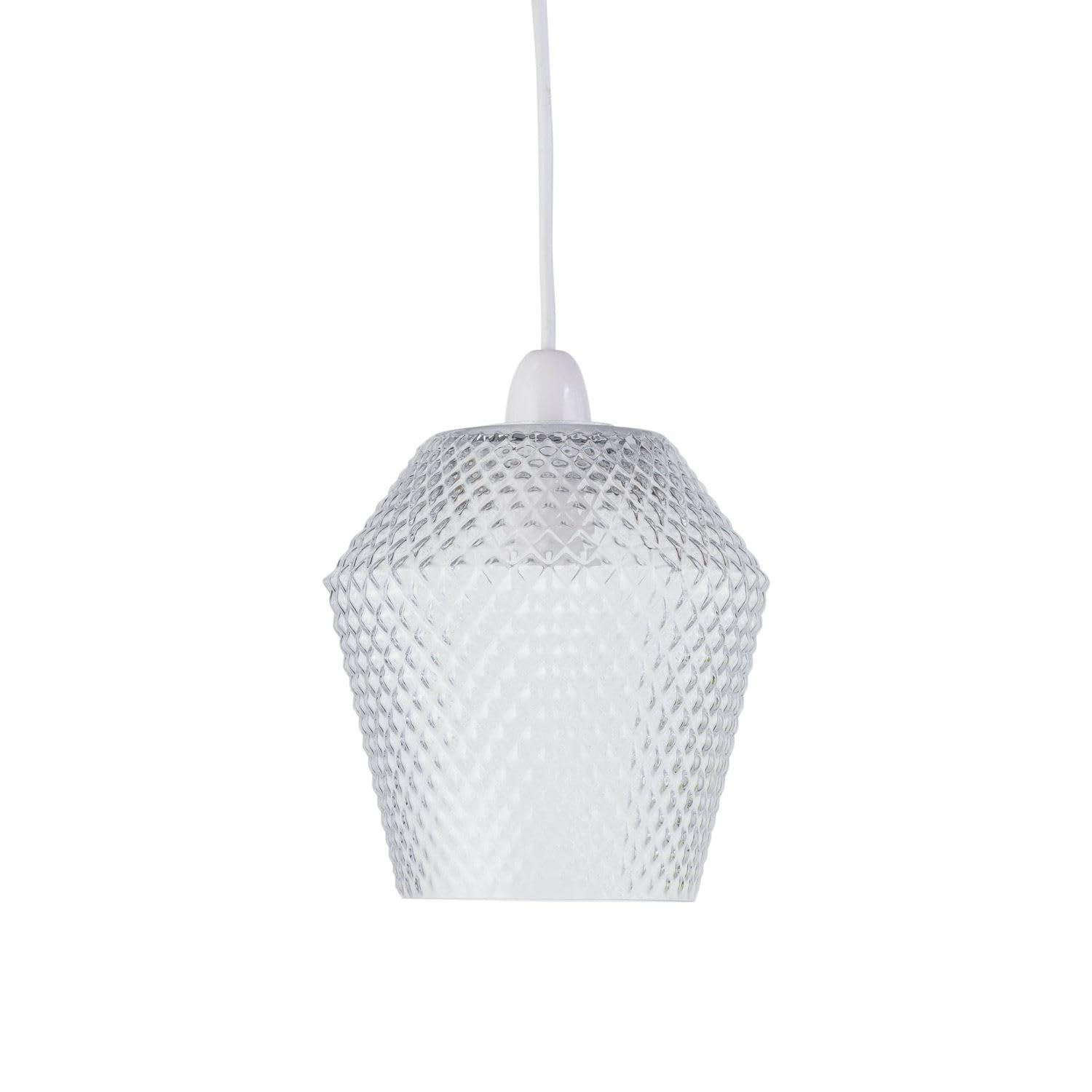 Firstchoicelighting Clear Glass Easy Fit Ceiling Lightshade Or Pendant Shade, Textured Glass, Height 17Cm Diameter 17Cm