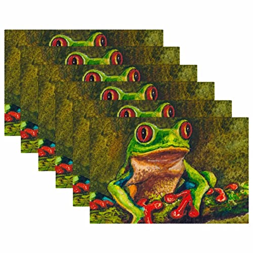 Set de table grenouille antiderapant 30x45 cm lavable pour table a manger x6