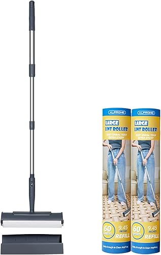 ALFRONE Large Lint Roller for Pet HairLong Handle and Large Surface Sticky Lint Roller for CarpetFloorSofa945 inches Wider with 120 Sheets