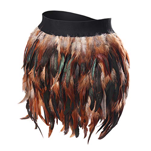 Women's Feathers Shaped Belt Mid-Rise Mini A-line Skirt Lingerie Goth Punk Halloween Club Party Prom Skirt A3