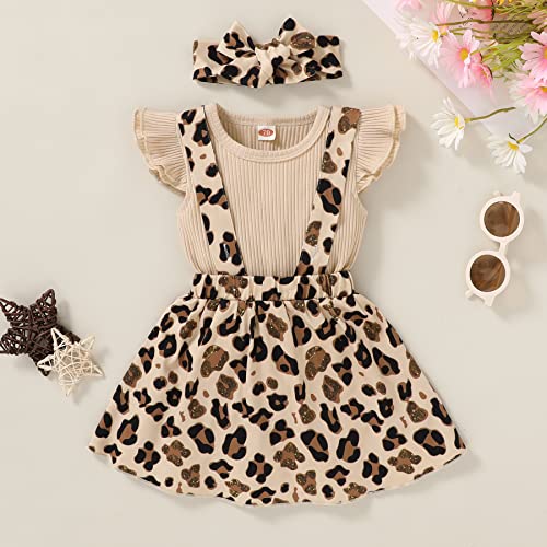 YOUNGER TREE Infant Toddler Baby Girl Summer Outfit Sunflower Strap Sets Sleeveless Romper Suspender Skirt 3pcs Clothing Sets2