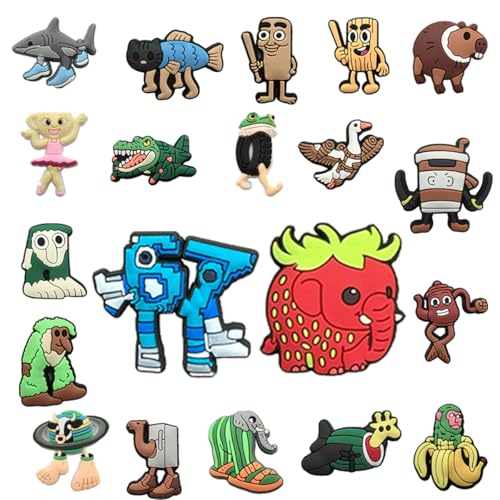 Italian Brainrot Novelty Shoe Charms Set 20 Pack Steal a Brainrot 67 Strawberry Elephant Tralalero Tralala Colorful Character Designs Cartoon Character Design Multi-Color PVC Charms for Clogs and Wristbands