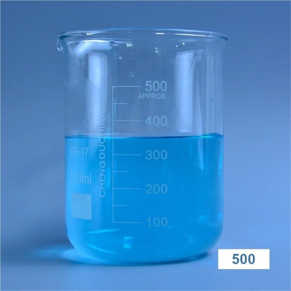 Vasos de precipitados de Vidrio de borosilicato para medición de Laboratorio, Vaso medidor escalable de 500 ml, Vasos para experimentos científicos (1 Unidad)