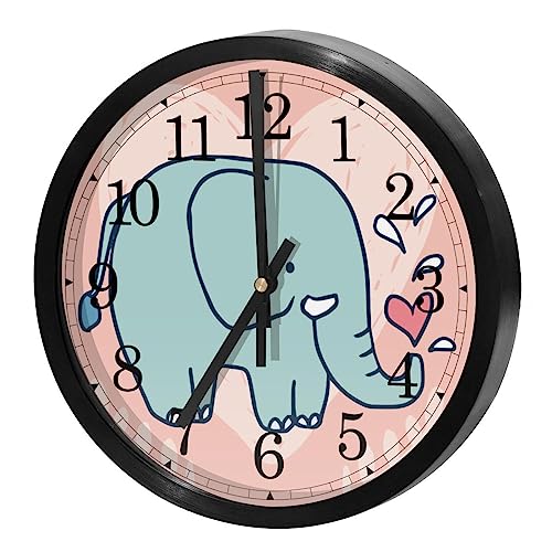 Horloge murale silencieuse à quartz motif éléphant mignon pour chambre enfant