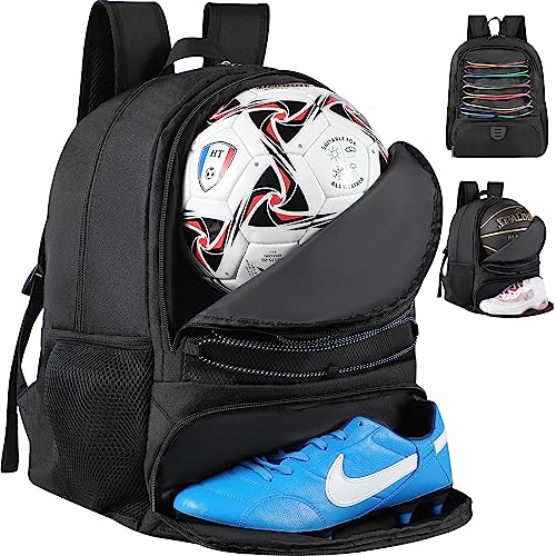 TRAILKICKER Bolsa de fútbol Mochila para Pelota de fútbol, Mochila de Baloncesto, Bolsa de Voleibol, Accesorios de fútbol, Mochila Deportiva, Color Negro