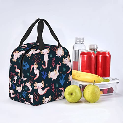 Biepiaowo Kawaii Lunch Bag Axolotls Insulated Lunch Box For Women Men Reusable Cute Lunch Tote For Office Work Picnic Hiking #TOP7