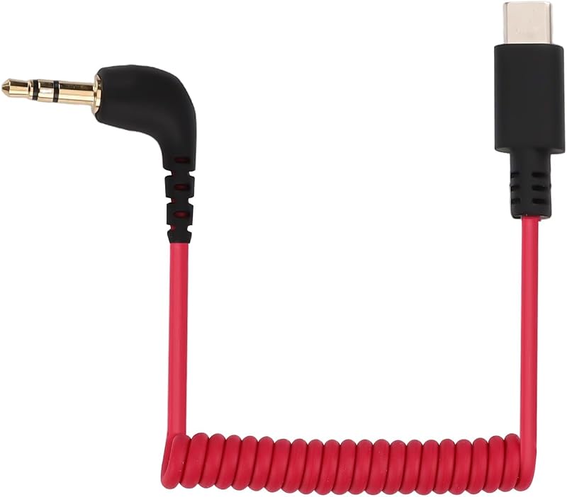 USB C to 3.5mm TRS Microphone Adapter for Rode Wireless GO 2 | Compatible with Rode Wireless GO 2 / ME/Pro Hollyland Lark M1 / M2 / MAX / 150 / M1 / MAX Duo Audio Output DAC Coiled Cable