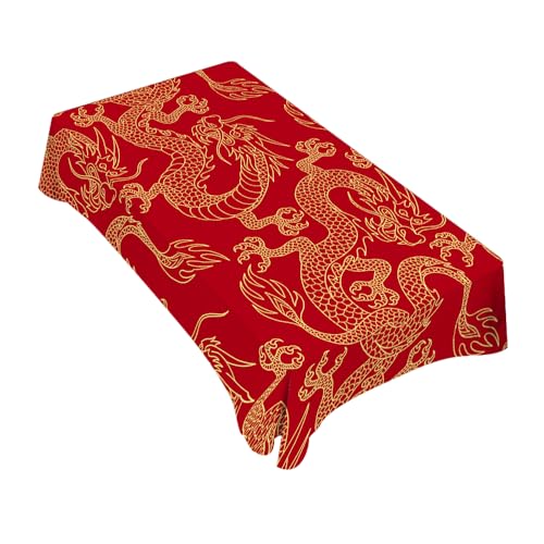 TKS MITLAN Tablecloth Dragon Table Cloth Rectangle Table 60 x 84 Inch Traditional Flying Mascot Animal Chinese Dragons Kitchen Decorations for Home Dinner Party