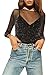 Gobought Women's See Through Long Sleeve Flounce Shirt Crop Tops Clubwear