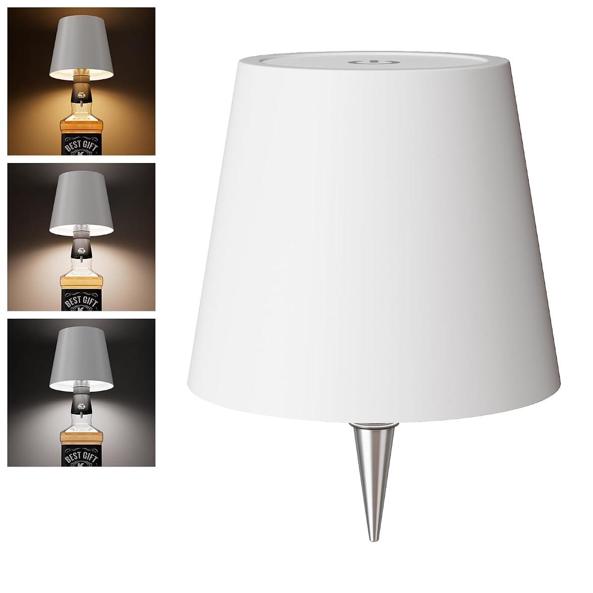 nulmvic Wireless Bottle Lamp, Rechargeable LED with 3 Color Temperatures,