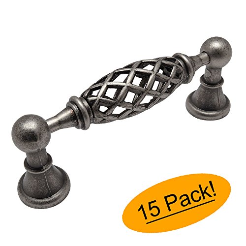 Cosmas 1749-96WN Weathered Nickel Cabinet Hardware Furniture Birdcage Handle Pull - 3-3/4" (96mm)