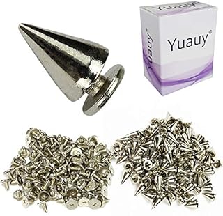 Yuauy 100 Sets 10mm Silver Spots Cone Screw Metal Studs Leathercraft Rivet Bullet Spikes