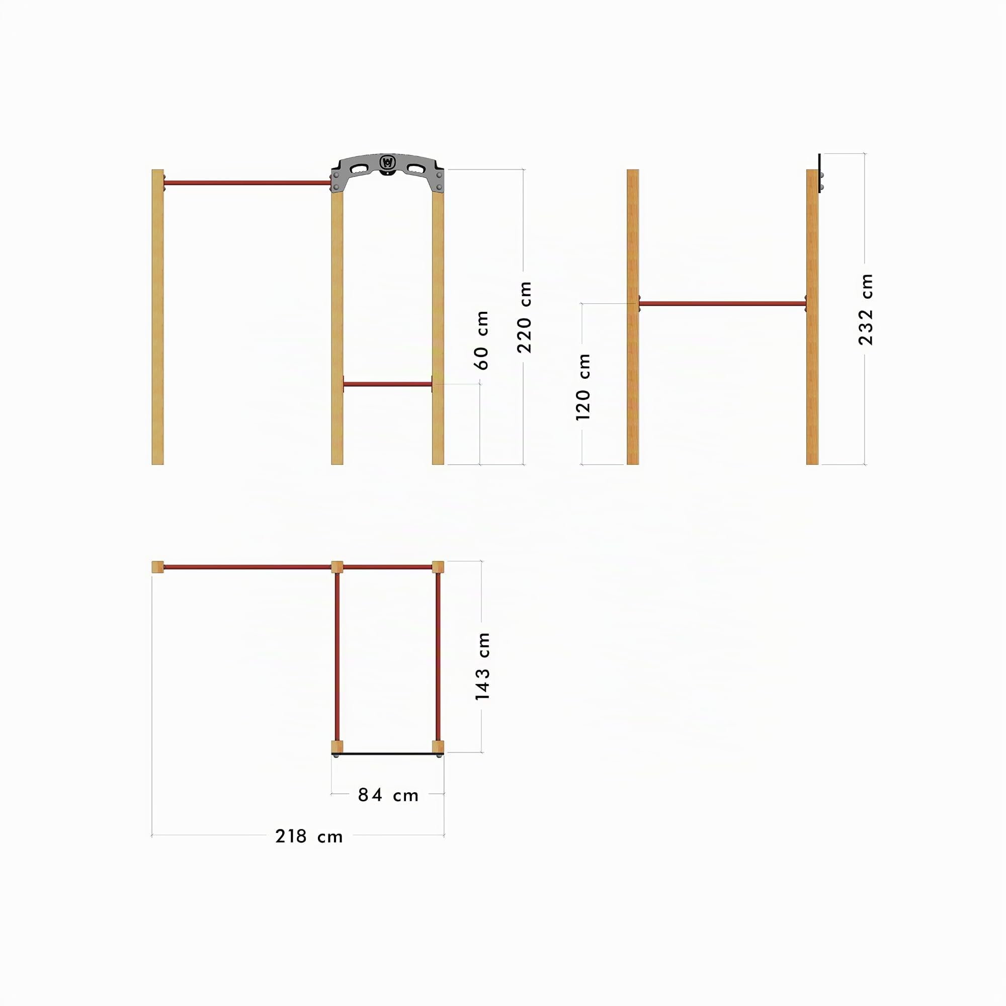 Wickey Fitnessgerät - Fit Base 510 - Outdoor Fitnessstudio, Gym für Zuhause, Klettern und Sport für Jugendliche und Erwachsene im Garten mit Klimmzugstange
