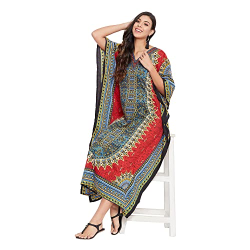 Image of Oussum Plus Size Kaftan Dresses for Women, Polyester Summer Caftan Cover Up Maxi Beach Dress, 1X-3X