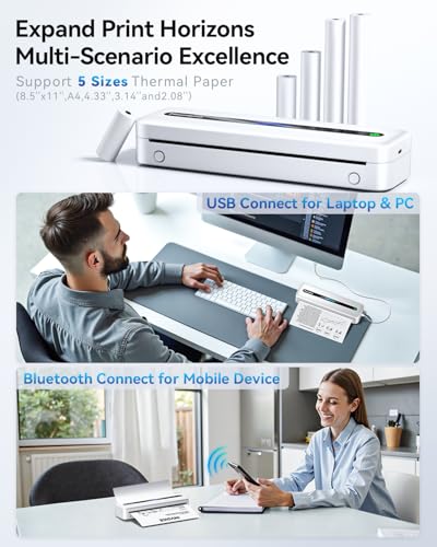 Phomemo M832 Portable Printer, Thermal Inkless Portable Printers Wireless for Travel, Comaptible with Phone & Laptop for Office, Home, Support 8.5'' x 11'' US Letter
