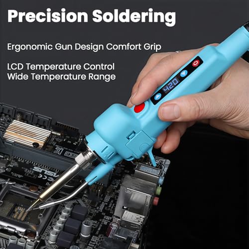 Image of Serplex 100W Digital Soldering Gun with Auto Wire Feeder, LCD Temperature Control 200-650C, Fast Heating Electric Soldering Iron Pen for Electronics Repair (EU Plug)