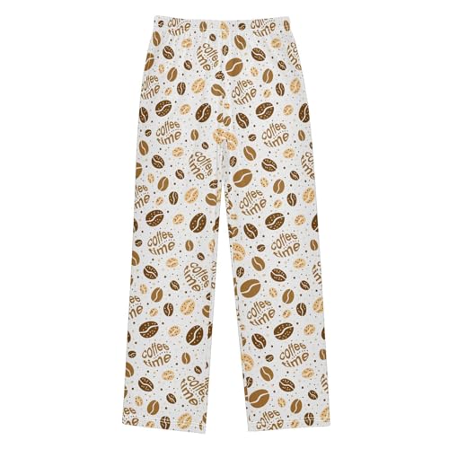 ZZXXB Coffee Time Boys Long Pants Soft Trousers Elastic Waist Kids Lounge Bottoms with Pockets S-XL