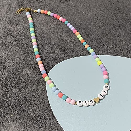 tenghong2021 Big Sister Bracelet Necklace Jewelry set Gold Heart Beads Colorful Heart Rainbow Beads Best Christmas Halloween New Year's Gift For Girls Women4