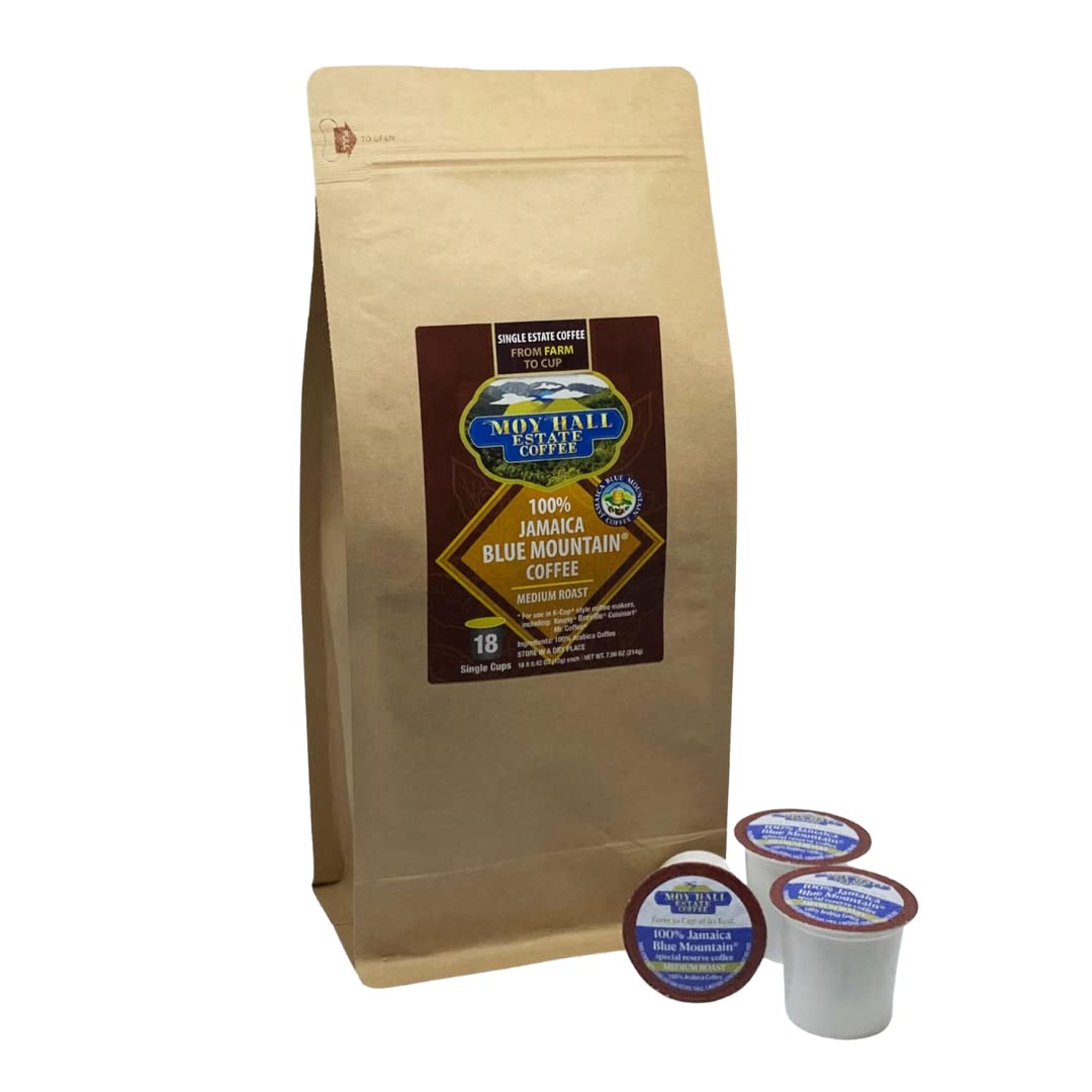 Moy Hall Estate Coffee Jamaica Blue Mountain Single Serve Coffee for K Cup Keurig Brewing Systems-18 Count By Moy Hall Estate