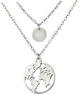 Colares Femininos Gargantilha Turquesa Joias Femininas Multicamadas Colar Turquesa Corrente Mapa Do Mundo Colares Em Camadas Colar Em Camadas Para Mulheres Colar Multicamadas