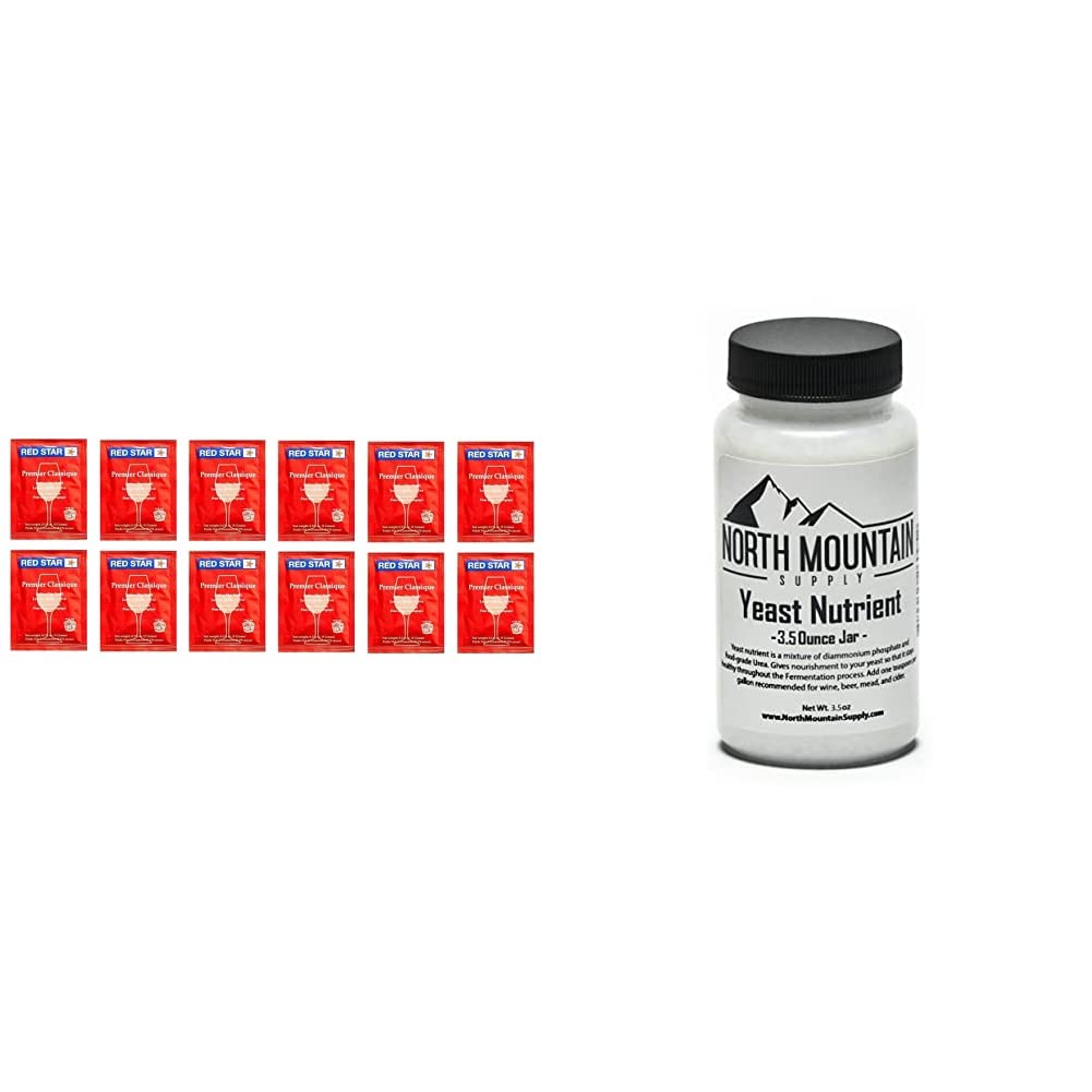 North Mountain SupplyRS-PC-12 Red Star Premier Classique Wine Yeast - Pack of 12 - Fresh Yeast & Food Grade Yeast Nutrient - 3.5 Ounce Jar