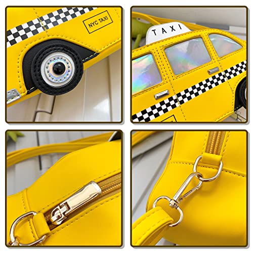 Oweisong Fun Purses for Women Novelty Car Taxi Shaped Crossbody Bag Ice Cream Bus Laser Holographic Shoulder Handbag for Girl4