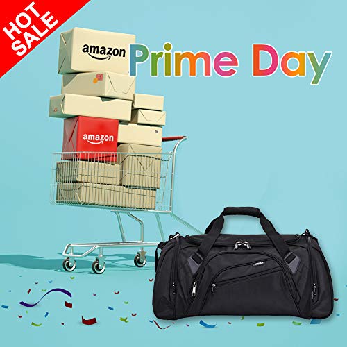 SIYUAN Mens Gym Bag,Sports Duffel,Women Storage Bag Shopping Bag Duffle Bag Water-resistant with Shoe Compartment 45L 17 Inches Length,Black,Medium