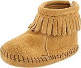 Minnetonka Back Flap Bootie (Infant/Toddler),Tan,1 M US Infant