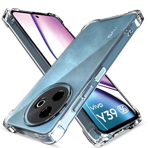 Image of Amazon Basics Back Cover for Vivo Y39 5G PC + TPU Clear Transparent Raised Edges Shockproof Protective Phone Bumper Case(Transparent)