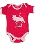 Wild and Cozy by Hatley - Baby Girls SS Dreaming of Alaska Moose 1 PC Bodysuit, Red 29052-6-12Months