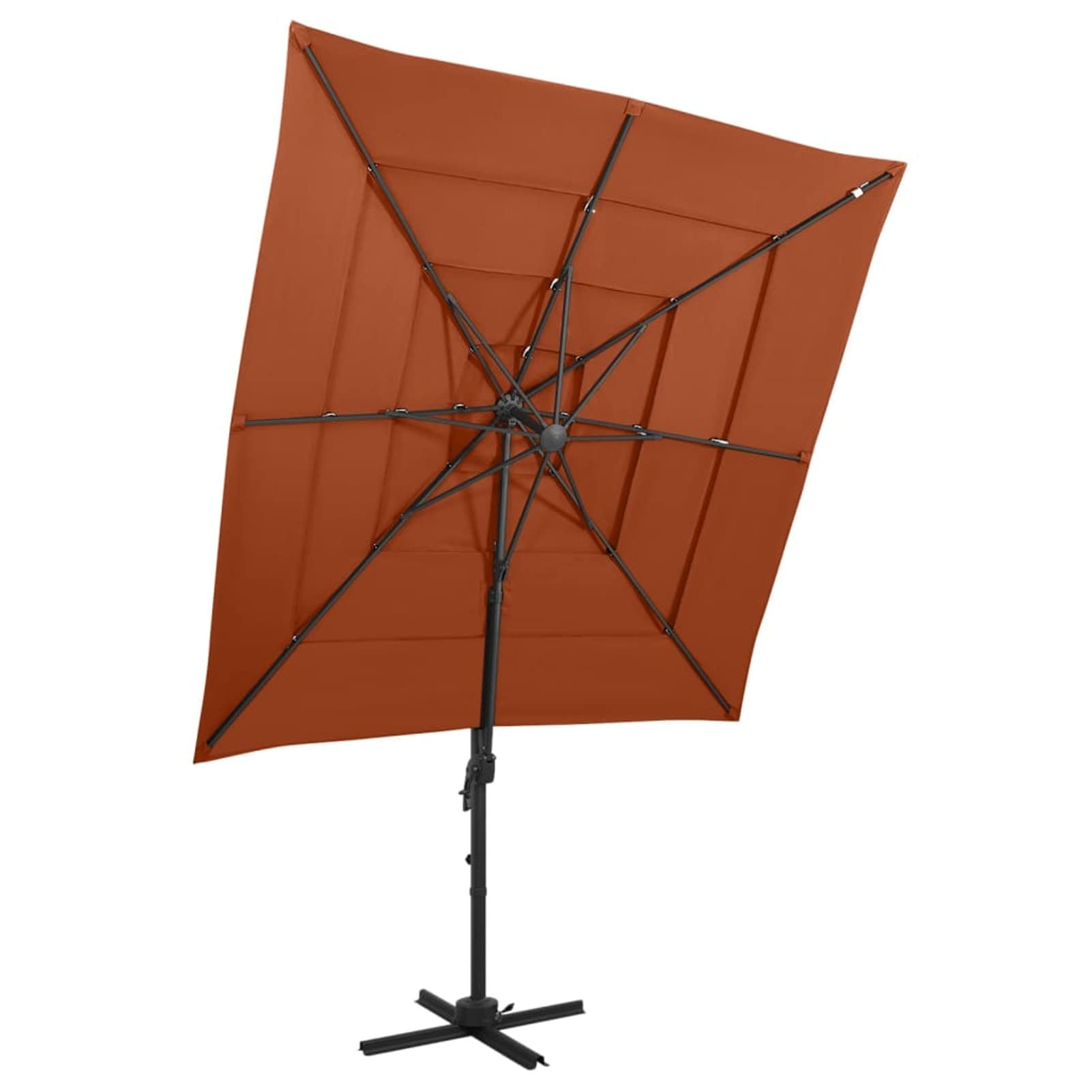 Homgoday Sombrilla jardín 4 Niveles Palo Aluminio Terracota 250x250 cm Sombrilla de Jardín,Protección UV Sombrilla Jardín Grande Orientable Jardín Parasol Balcón