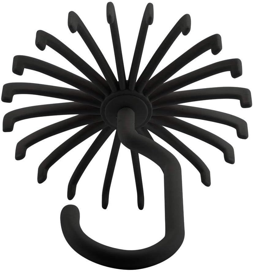 Tie Rack, Scarves Hanger, 360° Rotatable Tie Rack Belt Scarves Hook Hanger Holder Organizer(Black)