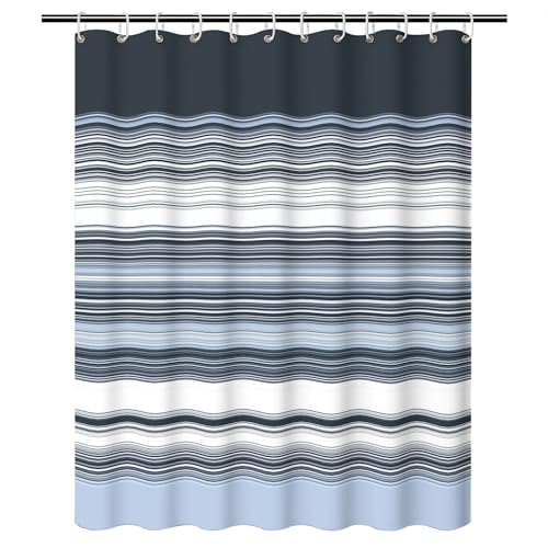 Rideau de douche bleu marine clair 100x180 cm en polyester imperméable - 2