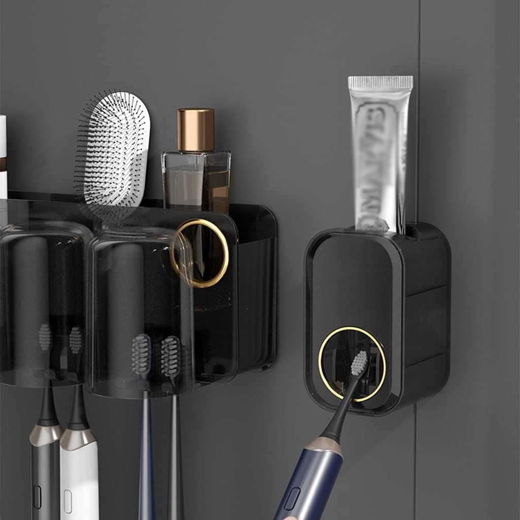 Estante para Cepillos de Dientes 2 Pezzi Supporto for spazzolino a Parete Porta da Dono spazzolino da Denti con bocchettiere Kit di spremitura Automatica del distributore di dentifricio(C)