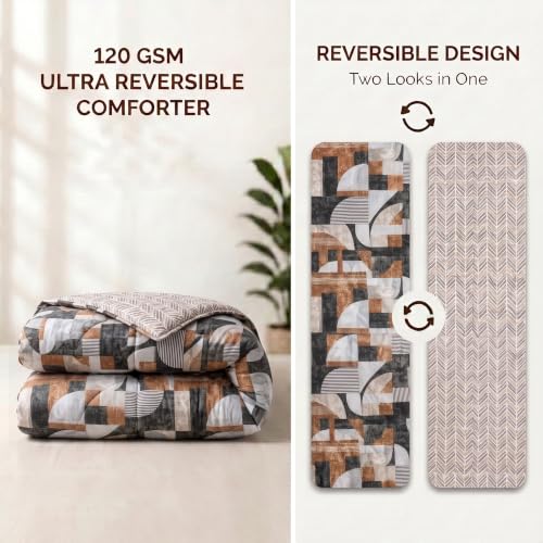 Image of Mafatlal 120 GSM Ultra Premium Reversible Microfiber Comforter, Lightweight AC Blanket /Quilt for Single Bed, Soft All Season Comforter (90 x 60 Inches) | Browniee Grey